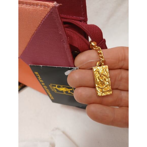 Rare Yves Saint Laurent Parfums Makeup Clutch Bag w YSL Pendent Zip Pull VINTG - Picture 8 of 16